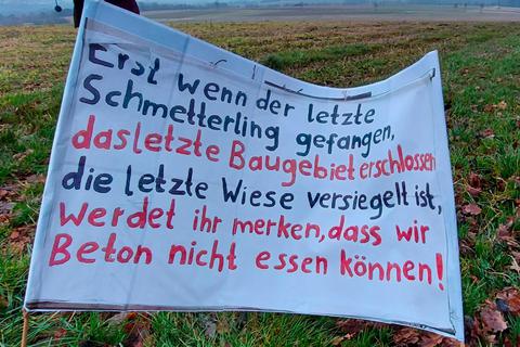 'Ein Spruchband während der Demo am vergangenen Samstag. Foto: Günther Krämer 