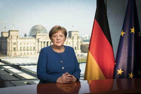 Angela Merkel bei ihrer Fernseh-Ansprache zur Coronakrise. Foto: dpa